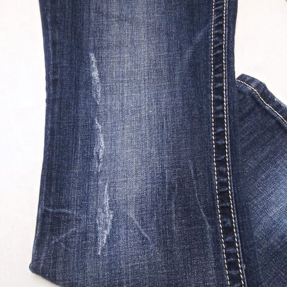 MISS ME Distressed Saddle Stitch Border Bootcut Jeans Flap Pockets JPS501416R - Picture 2 of 11